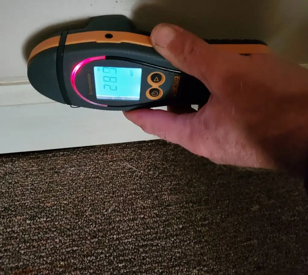 Moisture detection at baseboard during Burst Pipe Cleanup in Corpus Christi